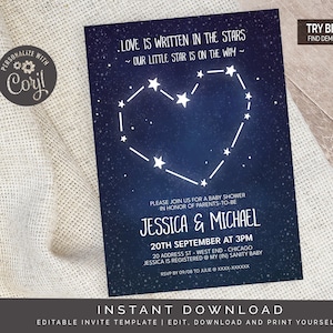 Written In The Stars Baby Shower Invitation | Editable Digital File