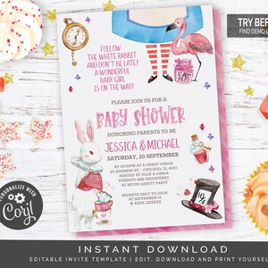 Whimsical Alice in Wonderland Baby Shower | Editable Digital File