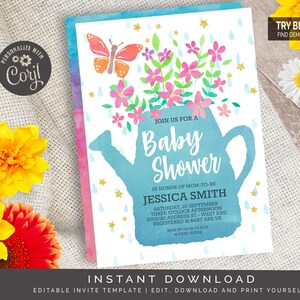 Garden Party Baby Shower Invitation | Editable Digital File
