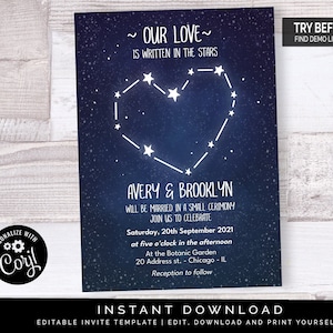 Written In The Stars Wedding Invitation | Editable Digital File