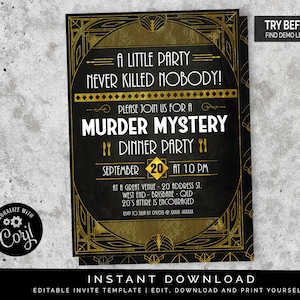 Murder Mystery Dinner Party Invitation | Editable Digital File