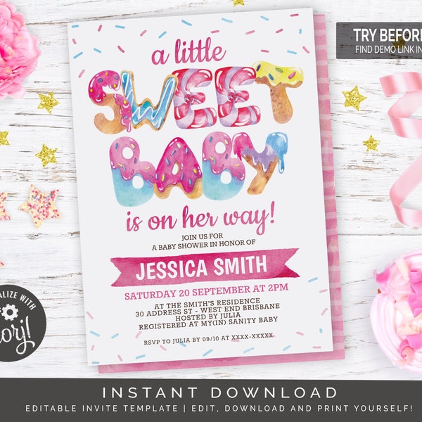 Sweet Candyland Sprinkles Baby Shower Invitation | Editable Digital File