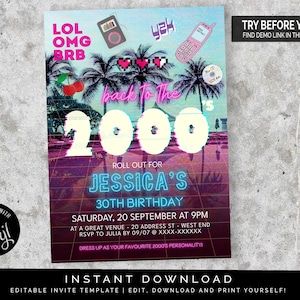 2000s Party Invitation Vertical | Editable Digital File