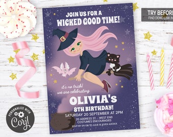 Witch Birthday Invitation | Editable Digital File