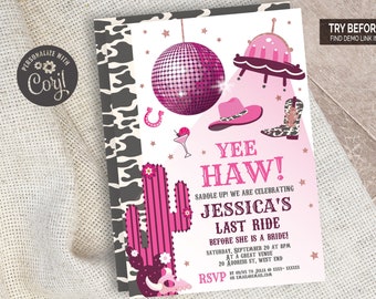 Space Cowgirl Bachelorette Party Invitation | Editable Digital File