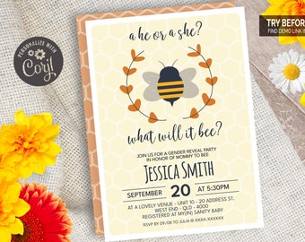 What Will It Bee Baby Shower Invitation | Editable Digital File