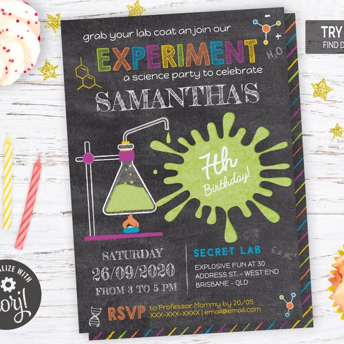 Mad Science Birthday Invitation Science Birthday Party - Etsy