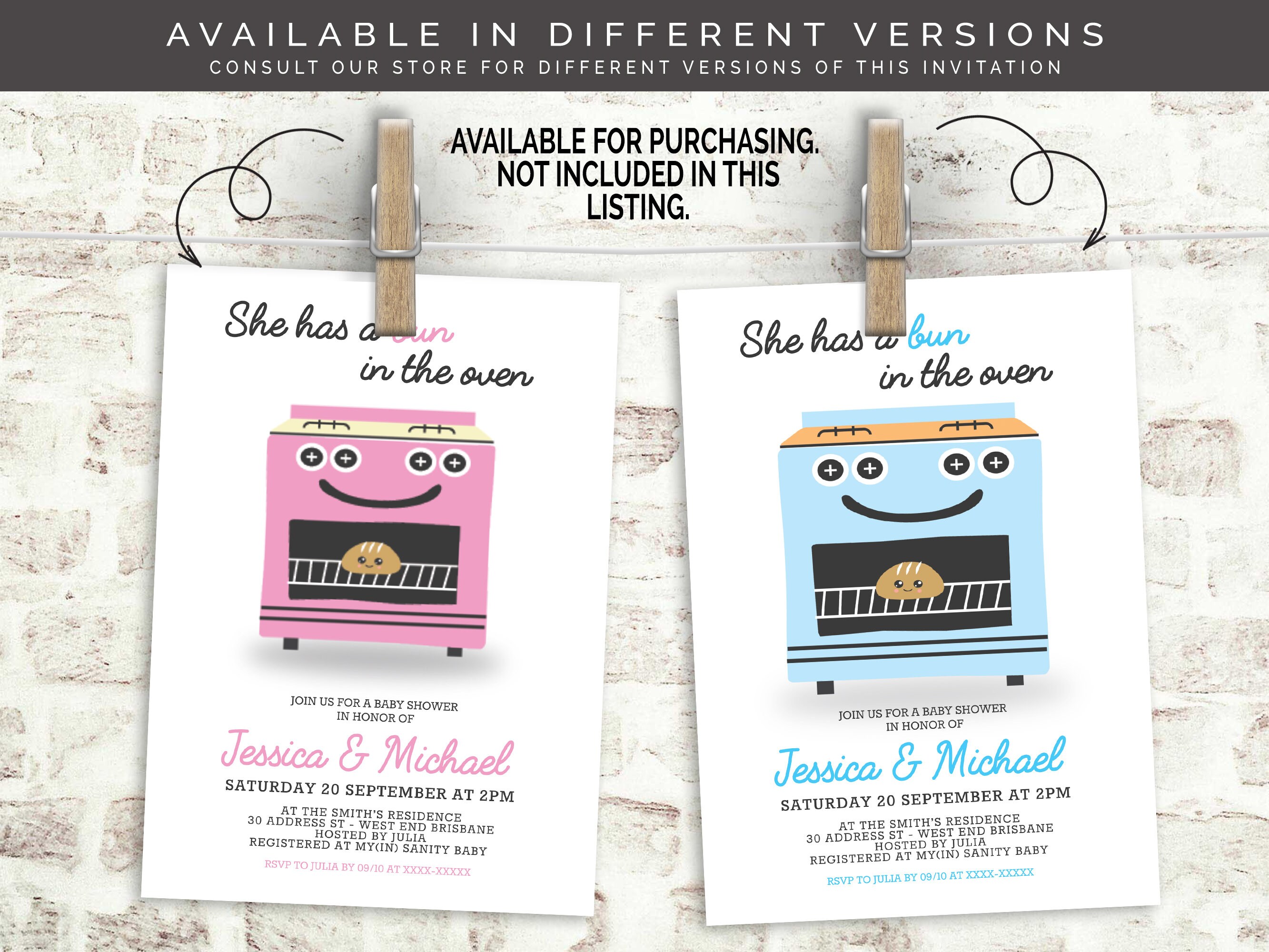 Bun in the Oven Baby Shower Invitation in Green | Editable Digital File ...