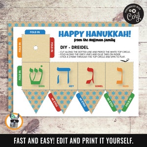 Carte heureuse de Hanukkah | Fichier numérique modifiable