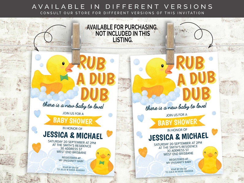 Girl Rubber Duck Baby Shower Invitation, Books For Baby and Diaper Raffle Editable Digital Files image 5