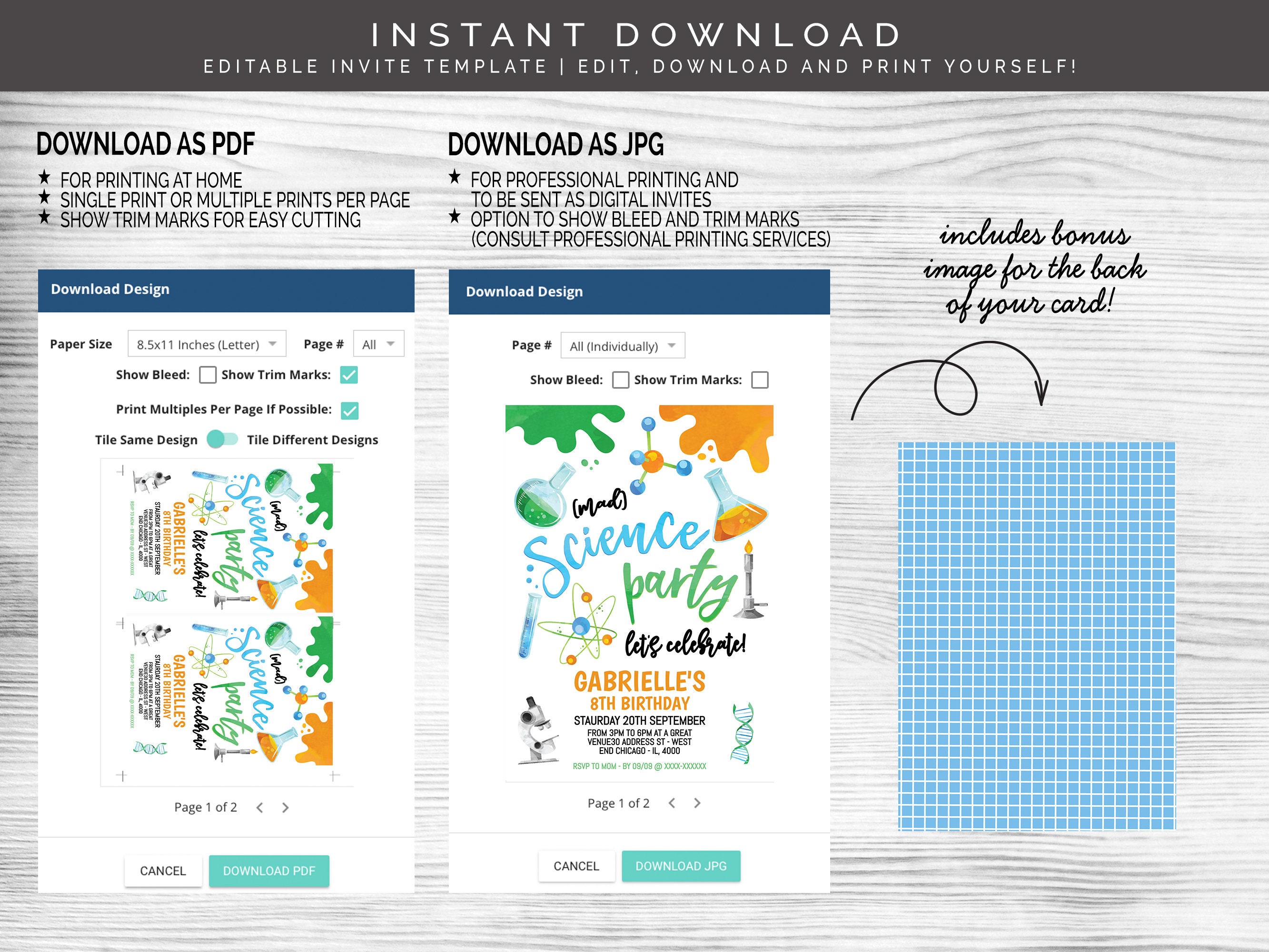 Mad Science Birthday Party Invitation Editable Digital File - Etsy