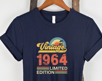 Vintage 1964 Print T shirt Australia | Grunge Distressed Design Tee | 60th Birthday Gift Shirt, Navy, Graphite Tshirt Custom Year Shirt