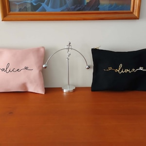Cotton Cosmetic Bag Australia Custom Name | Personalised Canvas Zipper Bag | bridesmaid bag, Birthday Gift for Woman | Crafts Printing