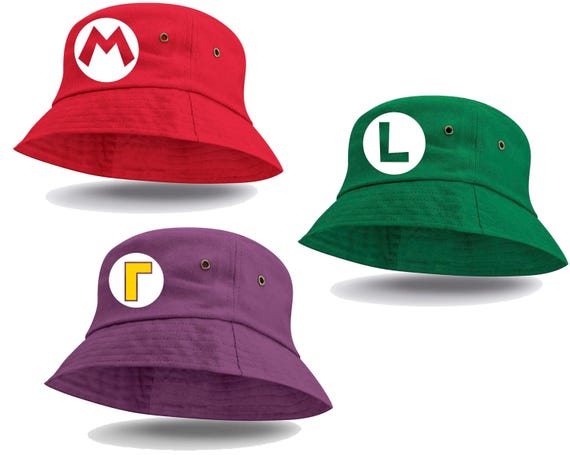Mario Luigi Waluigi Bucket Hats Australia |super Mario Bros M, L
