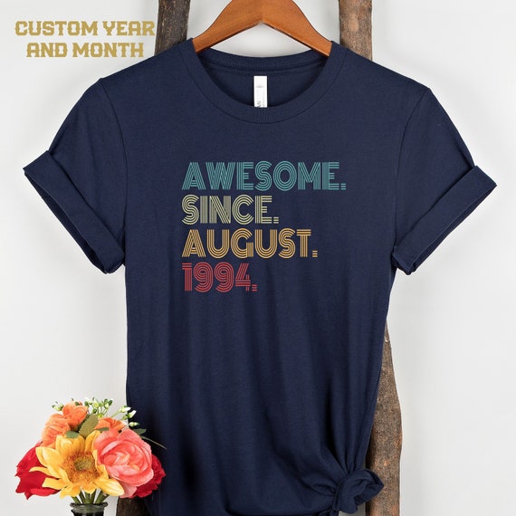 Awesome Since Custom Month Year Print T shirt Australia | 1994 1974 Design Tee | 30th 40th 50th 60th Birthday Gift Shirt,  Tshirt Shirt