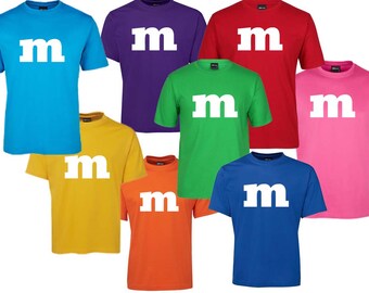 M T Shirt Australia | M&M inspired Tee | Letter Alphabet Costume Shirt Print | Tshirt Idea Gift