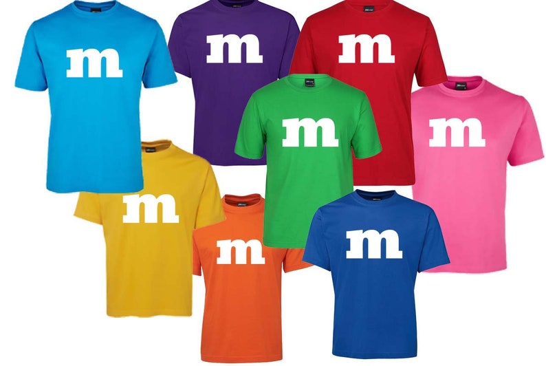 M T Shirt Australia M&M inspired Tee Letter Alphabet Costume Shirt Print Tshirt Idea Gift image 1