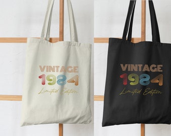 40th 50th 60th Birthday Gift Tote Bag Australia | Born in Custom Year Bag | Floral Abstract Gift Cotton Tote Bag