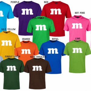 M T Shirt Australia | M&M inspired Tee | Letter Alphabet Costume Shirt Print | Tshirt Idea Gift