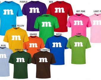 M T Shirt Australia | M&M inspired Tee | Letter Alphabet Costume Shirt Print | Tshirt Idea Gift