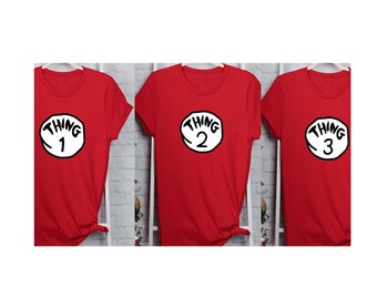 Thing 1,Thing 2 ,Thing 3 T Shirt Australia Print | Red Tees | Family Matching Shirt Printing | Text Tshirt Gift Design