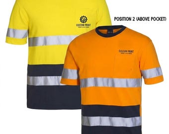 Blank/Custom Print Hi Vis Day Night Reflective Tape Tshirt Australia | Workwear Logo Text Clothing | Hi Vis Tshirt Polos Printing