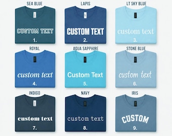 Blue Collection Tshirt, Custom Design Print Tee | Kids Adults Selection of Blue Tshirts Australia | Personalised Shirt Printing