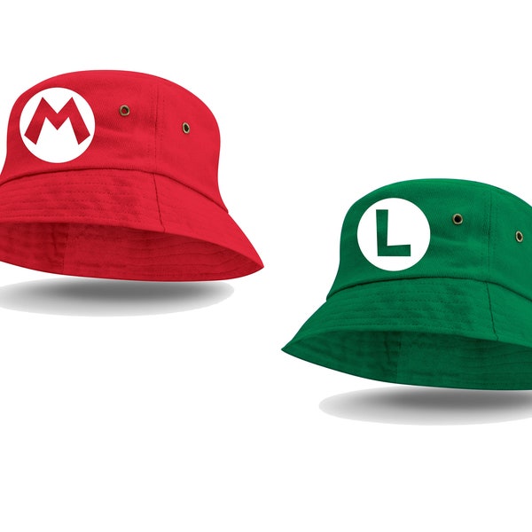 Mario Luigi Bucket Hats Australia |Super Mario Bros M, L Inspired Hat Cap Red Dark Green | Costume Party Gaming | Custom Printing