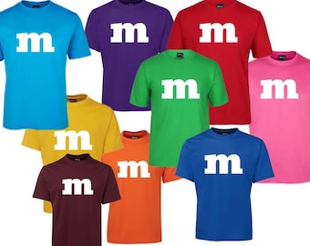 M T Shirt Australia | M&M inspired Tee | Letter Alphabet Costume Shirt Print | Tshirt Idea Gift