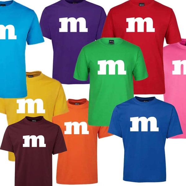 M T Shirt Australia | M&M inspired Tee | Letter Alphabet Costume Shirt Print | Tshirt Idea Gift
