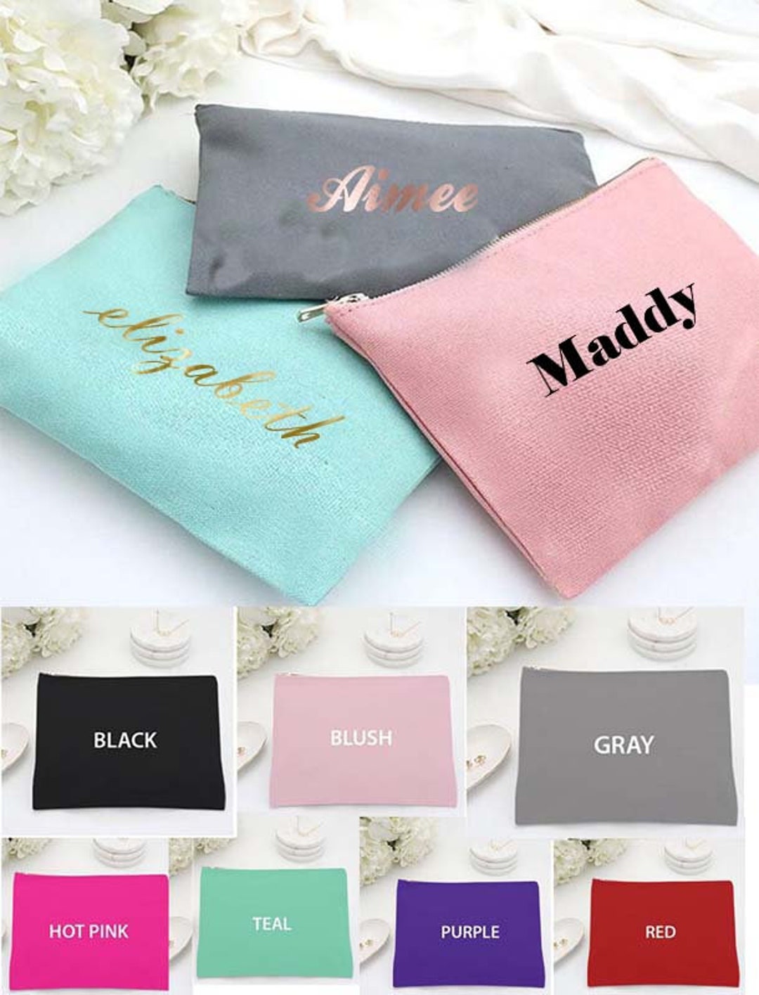Eco Friendly Cotton Cosmetic Bag Australia Custom Name or Plain Blank