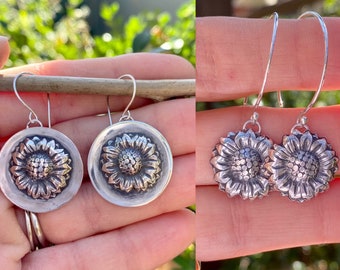 Sunflower Sterling Silver Earrings