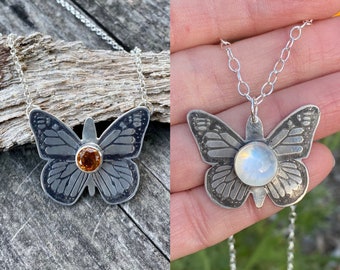 Butterfly and Gemstone Necklace