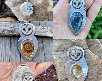 Owl Pendants with Rare Laura Mears Owl Faces