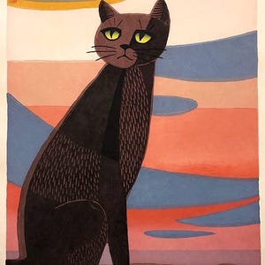 Cat in Sunset By Inagaki Tomoo - Premium Quality Art Print