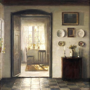 Carl Vilhelm Holsoe Art Print: Sunlit Room Interior