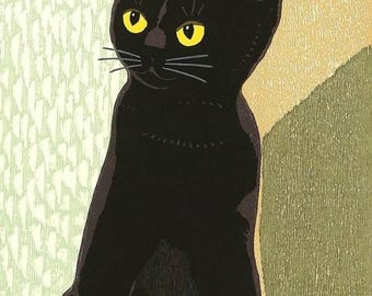 斎藤清作「二匹の猫」版画：日本の木版画 - Etsy 日本