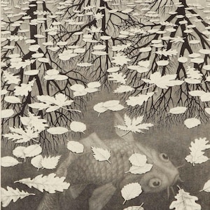 Drei Welten von M. C. Escher - Hochwertiger Kunstdruck
