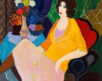 Itzchak Tarkay – Lounging in the Afternoon | Figurative Art Print – Bold Modern Decor