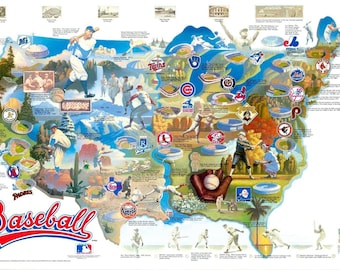 US Map of MLB Baseball Quality Print - Frame Me - Etsy