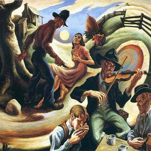 Thomas Hart Benton Print: Jealous Lover, Regionalist Art
