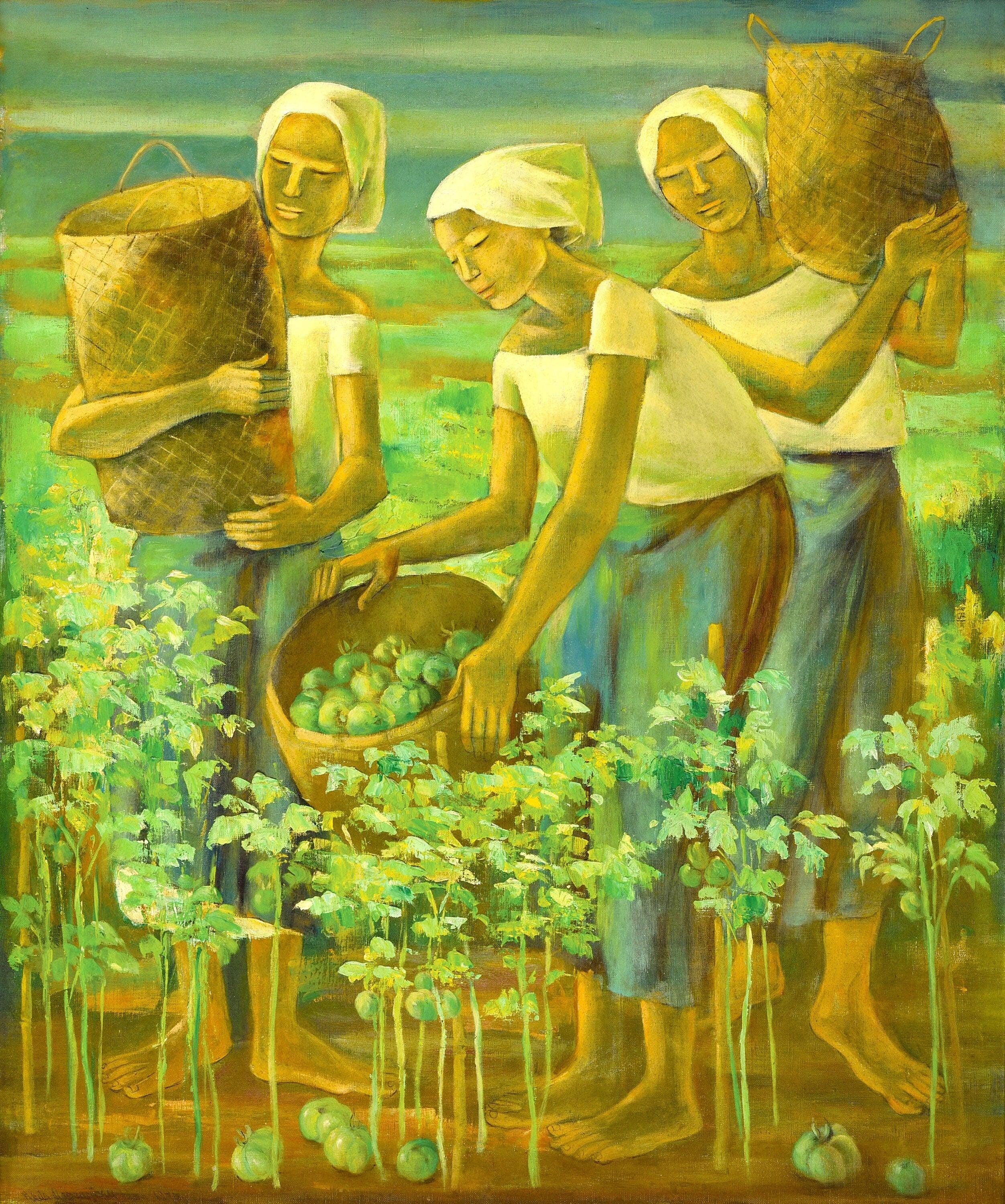 Tomato Pickers by Anita Magsaysay-ho -premium Quality Art Print