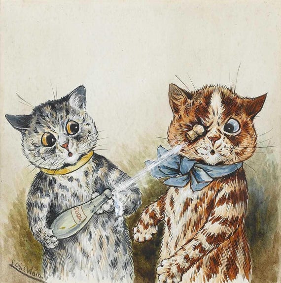 ルイス・ウェイン作「ポップ！」 - ジクレー版画の猫アートプリント