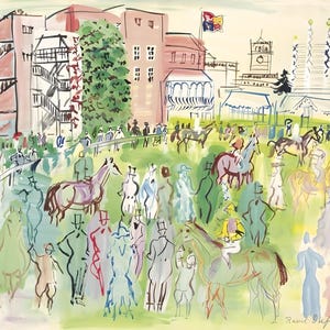 Royal Ascot de Raoul Dufy - Impresión Giclée de Bellas Artes / Colorida escena de carreras de caballos fauvista / Arte mural vintage de moda / Calidad de archivo