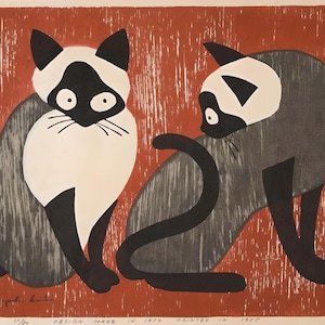 斎藤清作「二匹の猫」版画：日本の木版画 - Etsy 日本