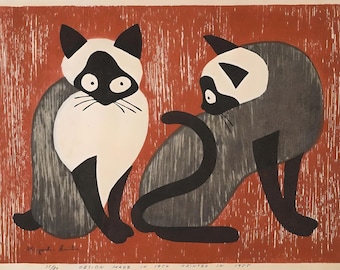 斎藤清「二匹の猫」版画：日本の木版画 - Etsy 日本
