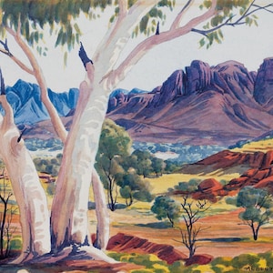Albert Namatjira Art Print: Australian Landscape, Spring Gap