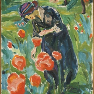 Woman with Poppies by Edvard Munch Quality Print - Frame Me