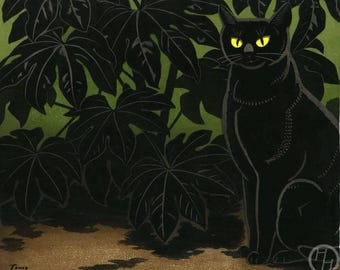 版画　斎藤清　2匹のネコ　猫　小型版額装品コレクション版画家 斎藤清 二匹の猫 木版画 紹介 】 | 福島県郡山駅前の画廊 ギャラリー