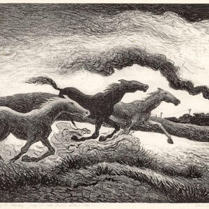 Running Horses By Thomas Hart Benton - Premium Quality Art Print